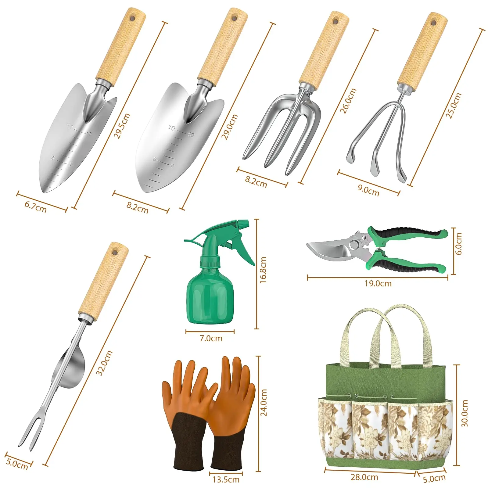9PCS Stainless Steel Garden Ha - огляд і ціна Spade Digging Fork